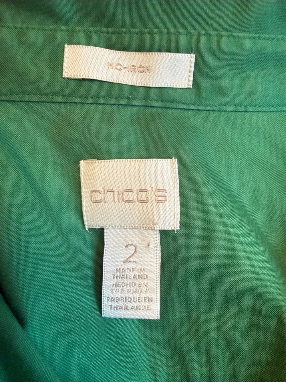 Chico's Emerald Green Button-Front Collared Shirt - Picture 5 of 5